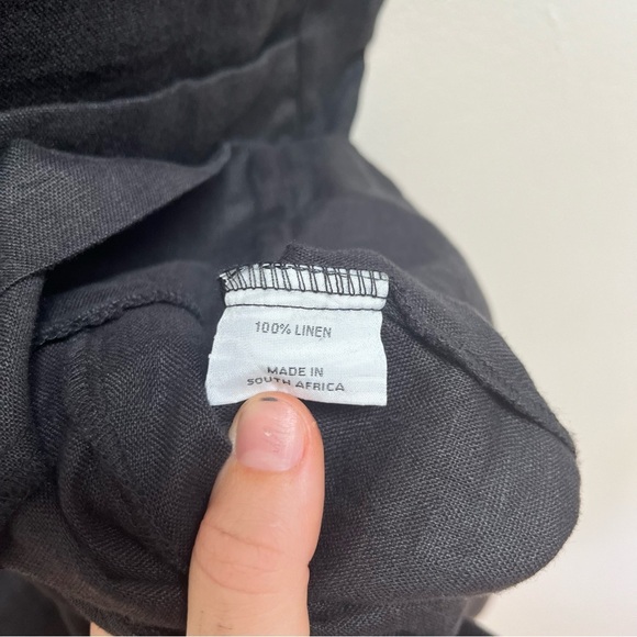 Soul Bohemian Black Linen Elevated Organic Boho Pocket Dress - Picture 4 of 5